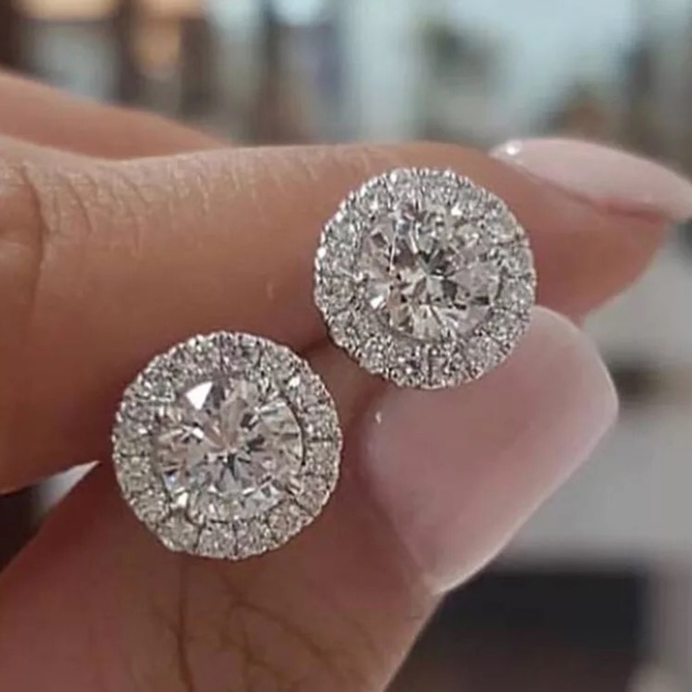Zirconia Stud Earrings - Picture 2 of 8